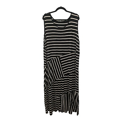 #ad Catherines Maxi Dress 3X Plus Size Black White Stripe Sleeveless $23.00