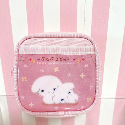 San x Buru Buru Dog Pouch Purse Coin Case Mini Pink Cute Dogs White Kawaii Rare $55.00
