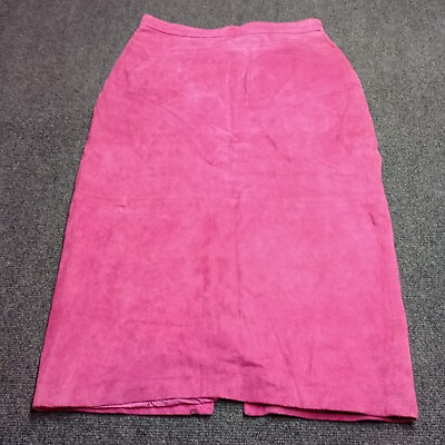 #ad Vintage G III Leather Skirt Women Size 11 Pink Maxi Snap Slit Lined $39.98
