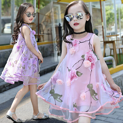 #ad Kids Baby Girls Dress Flower Princess Dress Pageant Wedding Party Evening Dress $16.99