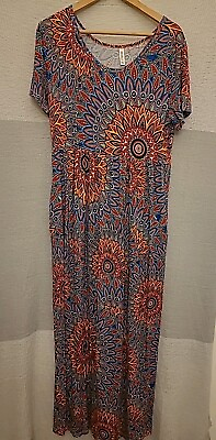 #ad GRECERELLE Long Maxi Dress XL Floral BOHO Summer Beach Pockets $20.00