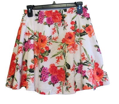 #ad Snap Junior Multicolor Floral Print Mini Flare Skirt Size M $9.99