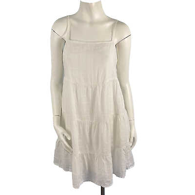 #ad Old Navy Sleeveless Tiered Dobby Swing Dress Pockets White Size Small $18.79
