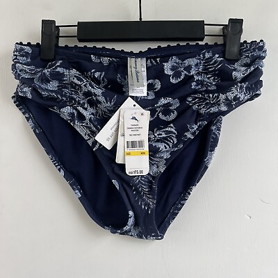 #ad NWT Tommy Bahama SP50 Bikini Bottom Blue Hibiscus Floral $15.00