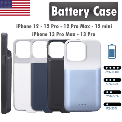 External Battery Case Charger Power Bank Cover For IPhone 12 12 Pro 13 Max Mini $25.69