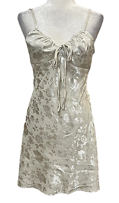 #ad Cloud Ten Women#x27;s Satin Dress Floral Ivory Size Large Tie Front Cocktail Dress $18.00