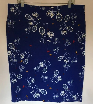 #ad LULAROE Cassie Flattering Stretch Waist Pencil Skirt Plus Size 3XL Bicycle Print $19.99