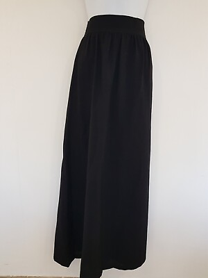 #ad Vintage Skirt Long Black Wool Maxi Smart Retro Evening Size 8 Lined Slit Work GBP 45.00
