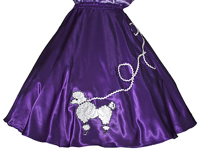 Purple SATIN Poodle Skirt Adult Size XL 3XL Waist 40quot; 47quot; Length 25quot; $32.95