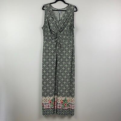 #ad Catherines Maxi Dress Size 1X Sleeveless Floral Stretch Gathered Front V Neck $21.95