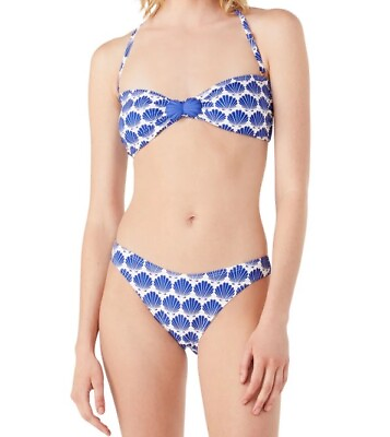 #ad Kate Spade Shells Bandeau Bikini Set Women’s Size Large Blue Berry Cheeky Bottom $54.99