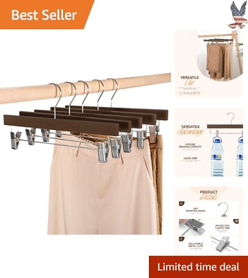 #ad #ad Wooden Skirt Hangers with Clips 10 Pack Adjustable Clips Walnut Finish $22.39
