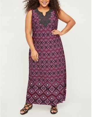 #ad Catherines Plus Size Purple Terrace Ridge Maxi Dress 3X 26 28W $44.99