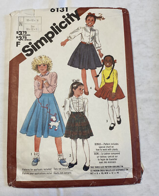 Girls Poodle Skirt School Uniform Simplicity 6131 Sewing Pattern 10 14 $7.00