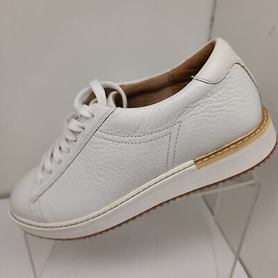 Hush Puppies Women Low Top Casual White Lace Up Sneaker Size 7.5 $44.99