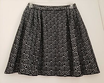 #ad M MISSONI Skirt Art Deco Egyptian Revival Style Black White Knit Flare Mini $40.00