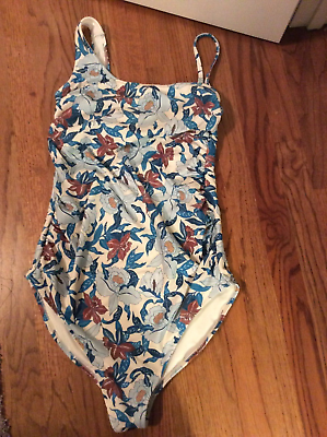 #ad Old Navy Maternity Swimsuit One Piece Large blue floral convertible strap EUC $10.00