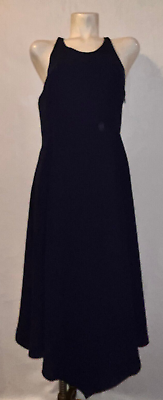 #ad New CATHERINE MALANDRINO Navy Reggie Handkerchief Hem T back Cocktail Dress 12 $48.99