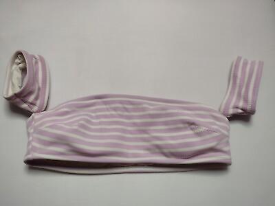 #ad Aerie Women#x27;s Striped Bikini Small Purple Wireless Off Shoulder Swimsuit Swim B9 $7.98