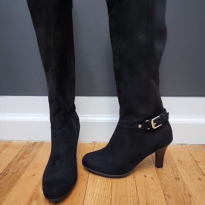 #ad Solanz Womens Boots Size 7 Magnolia Tall Heeled Black $24.99