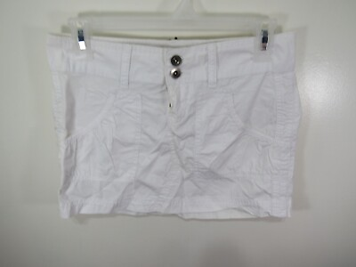 #ad No Boundaries Mini Skirt Size 3 Juniors White Buttons Zipper Pockets $9.99