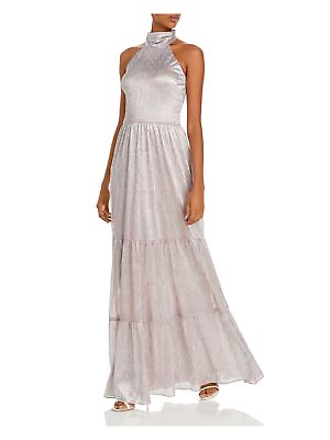 #ad AQUA FORMAL Womens Sleeveless Halter Full Length Evening Fit Flare Dress $33.99