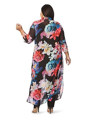 #ad Plus Size Womens Cover Up 3 4 Sleeve Floral Long Line Cover Up BeMe $13.39