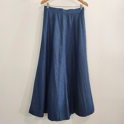 Vintage Denim Maxi Skirt Womens S Lilia Smith Western Long Full Chambray Jean $32.00