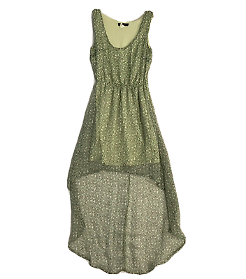 #ad VTG Floral High Low Dress Shark Bite Green 90s Y2K Size S Maxi Juniors $24.49