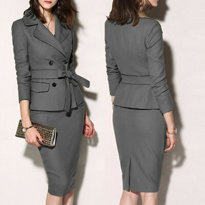 #ad Women Blazer Suit With Skirt For Business OL Formal Office Uniform Work Wear Set $33.66