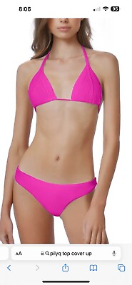 #ad Pilyq PQ Isla Hot Pink Triangle Bikini Small $50.00