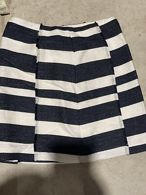 Ann Taylor Loft Navy Blue White Stripe A line Short Skirt Women#x27;s Petites 6P New $12.96