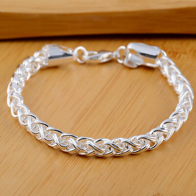 925 sterling Silver 4MM chainBracelet for women wedding cute party lady nice hot C $2.88
