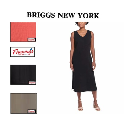Briggs Ladies V Neck Long Sleeveless Dress Tank Textured Slide Slit F33 $21.21