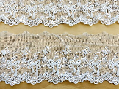 Bright White Embroidered Lace Trim for Sewing Bridal Crafts 3quot; Wide $7.90