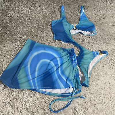 #ad Womens Swimsuit One Piece amp; Skirt Blue Tie Dye Beach Pool Vacation Medium $16.20