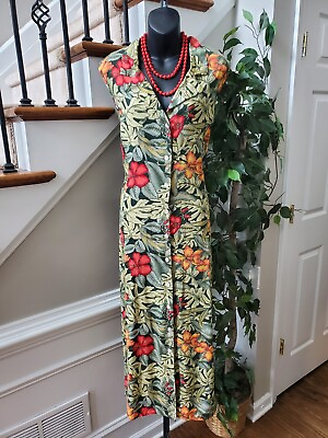 MSK Women#x27;s Multicolor Floral Rayon Sleeveless Button Front Long Maxi Dress 18 $28.00