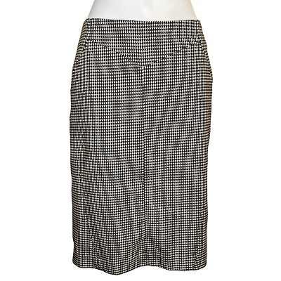 #ad Size 6 Worthington Houndstooth Black White Pencil Skirt Lined Pinup Retro $12.99