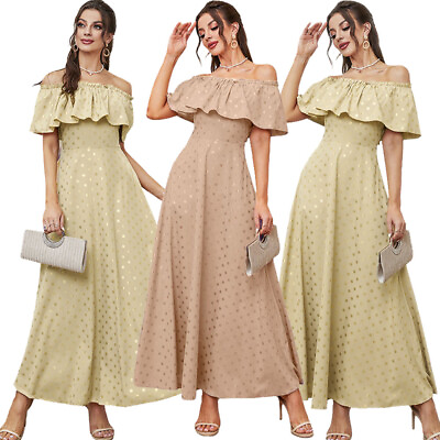 #ad Fashion Women Off Shoulder Maxi Dress Evening Cocktail Party Dresses Formal Gown C $36.05