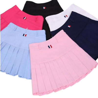 High Waist Ball Denim Pleated Skirts Girls Tennis A line Golf Mini Cute Short $40.79