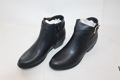 #ad Boots Black Faux Leather Zip Ankle Booties 1 1 2quot; Heel 39 EUR 6.5 US Women#x27;s $20.98