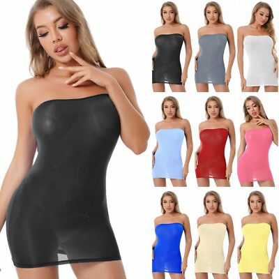 Womens Transparent Strapless Mini Bodycon Dress Short Pencil Dresses Sleepwear $8.29
