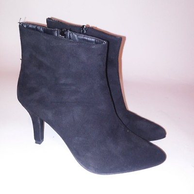 #ad #ad Rue21 Womens Boots Booties Medium 7 8 Black Side Zip Suede Feel $29.99