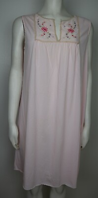 VINTAGE WOMEN#x27;S LIGHT PINK SLEEVELESS NIGHTGOWN SEARS SIZE M EMBROIDERED $7.20