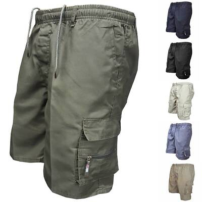 Mens Elastic Waist Cargo Pockets Pants Shorts Casual Beach Short Work Trousers $16.99