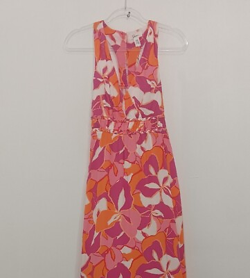 #ad JAPNA Pink Floral Maxi T Back Sleeveless Maxi Dress XS New $39.99