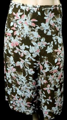 #ad Rena rowan brown multi color floral print back zipper women#x27;s plus maxi skirt 16 $14.99