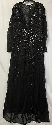 Giffniseti Maxi Dress Womens Size XL Black Sheer $70.69