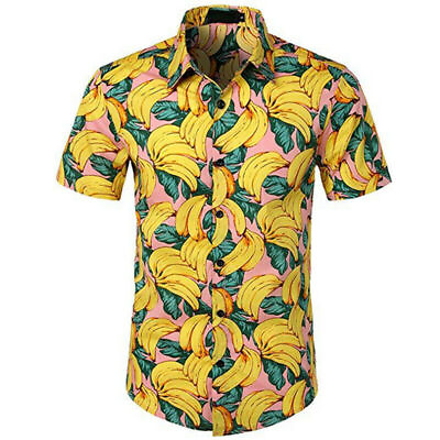 Men#x27;s Hawaiian Shirts Summer Holiday Beach Casual Aloha Party Button Down Shirt $17.00