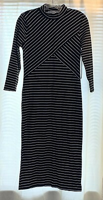 #ad ALMOST FAMOUS Dress Long for women Black and white Round high neck Long stress $19.99